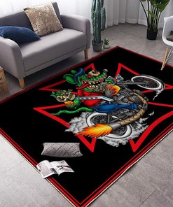 Rat Fink Motorcycle Rug Hot Rod Rug for Garage