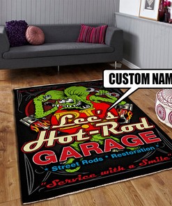 Rat Fink Personalized Hot Rod Area Rug Street Rods Restoration Hot Rod Rug for Garage