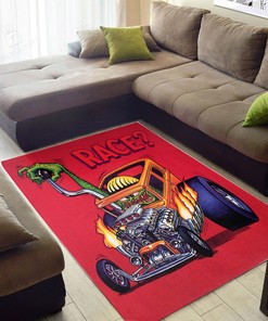 Rat Fink Race Hot Rod Area Rug Hot Rod Rug for Garage