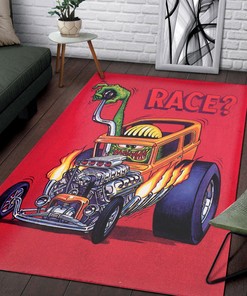 Rat Fink Race Hot Rod Area Rug Hot Rod Rug for Garage