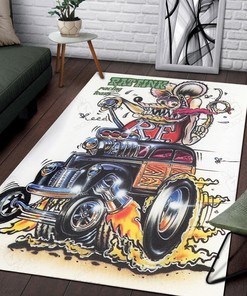 Rat Fink Racing Team Hot Rod Area Rug Hot Rod Rug for Garage