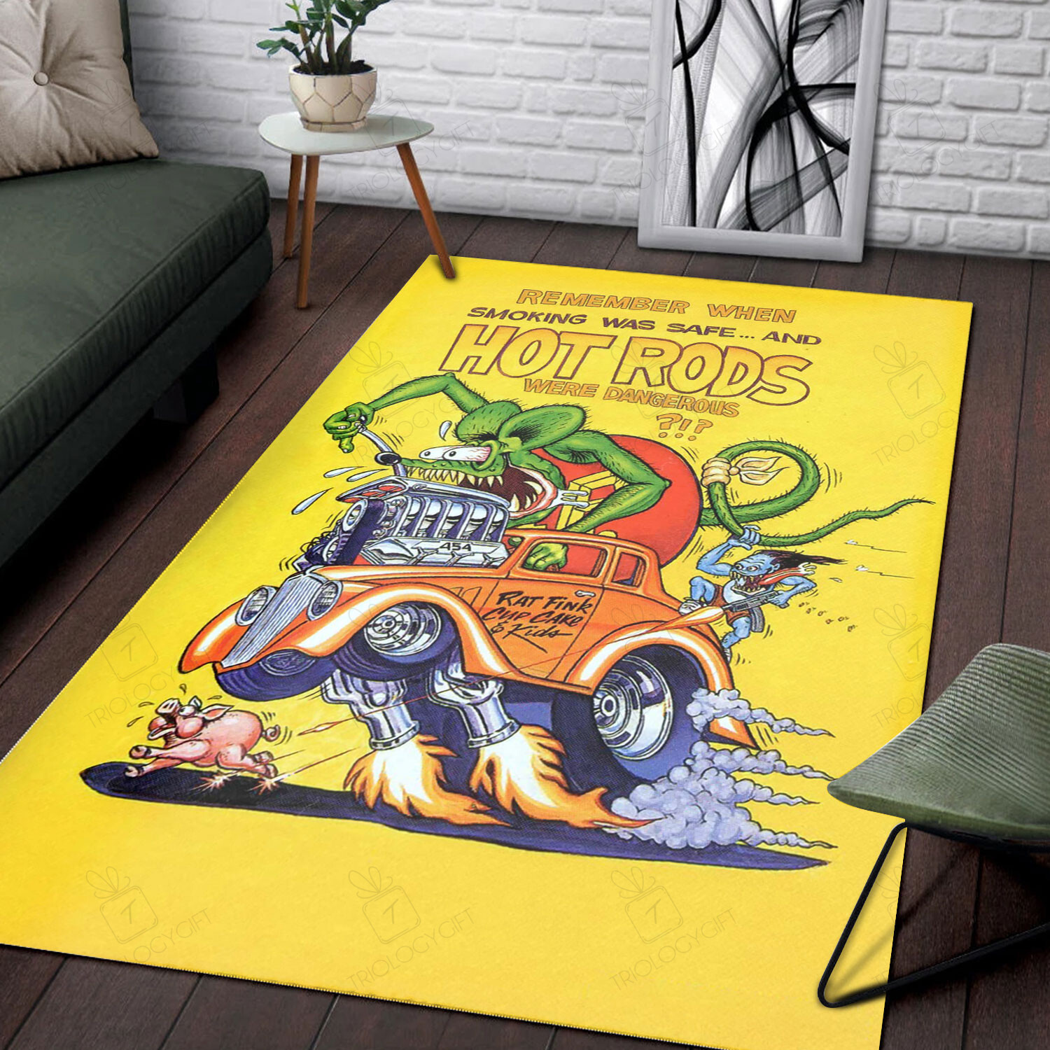 Rat Fink Remember When Hot Rods Rug Hot Rod Rug for Garage