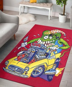 Rat Fink Riding Rat Fink Rug Hot Rod Rug for Garage
