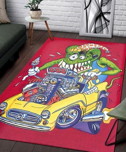 Rat Fink Riding Rat Fink Rug Hot Rod Rug for Garage