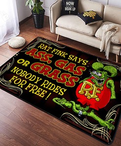 Rat Fink Says Ass Gas Or Grass Rat Fink Rug Hot Rod Rug for Garage