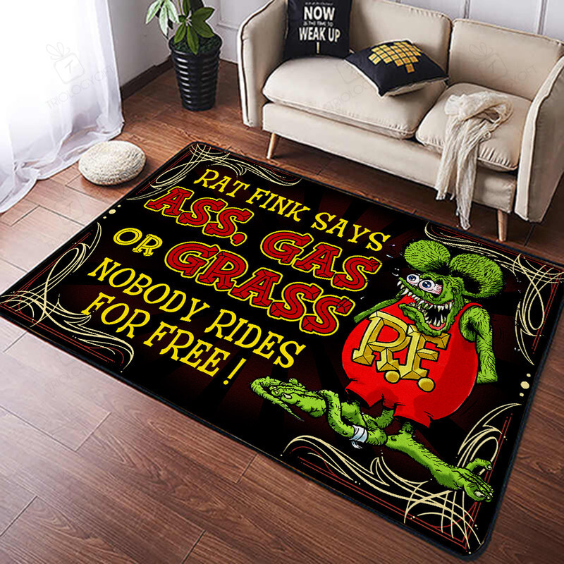 Rat Fink Says Ass Gas Or Grass Rat Fink Rug Hot Rod Rug for Garage