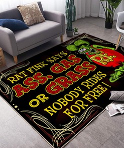 Rat Fink Says Ass Gas Or Grass Rat Fink Rug Hot Rod Rug for Garage