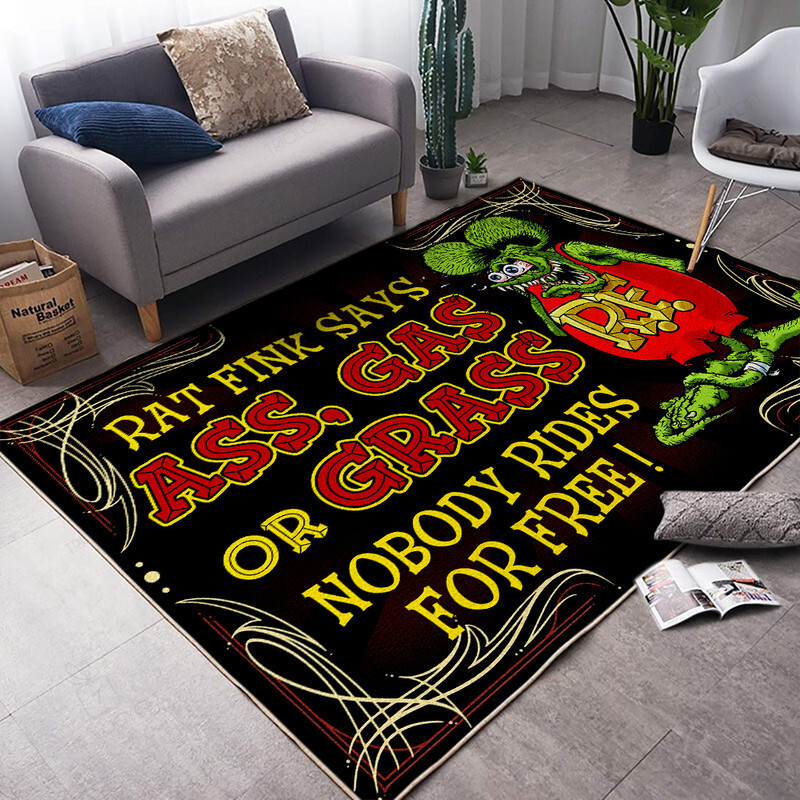 Rat Fink Says Ass Gas Or Grass Rat Fink Rug Hot Rod Rug for Garage