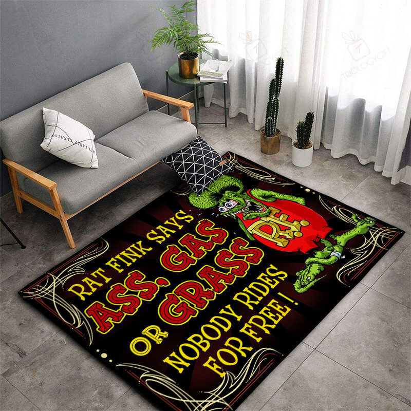 Rat Fink Says Ass Gas Or Grass Rat Fink Rug Hot Rod Rug for Garage