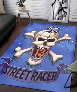 Rat Fink Street Racer Skull Rug Hot Rod Rug for Garage