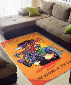 Rat Fink Think Fast Hot Rod Rug - Life Begins At 200 MPHI Hot Rod Rug for Garage