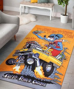 Rat Fink Too Mean To Live Too Young To Die Rug Hot Rod Rug for Garage