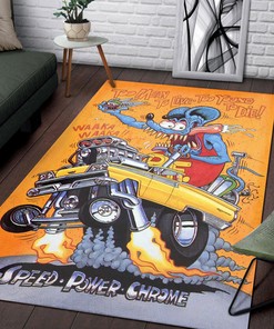 Rat Fink Too Mean To Live Too Young To Die Rug Hot Rod Rug for Garage