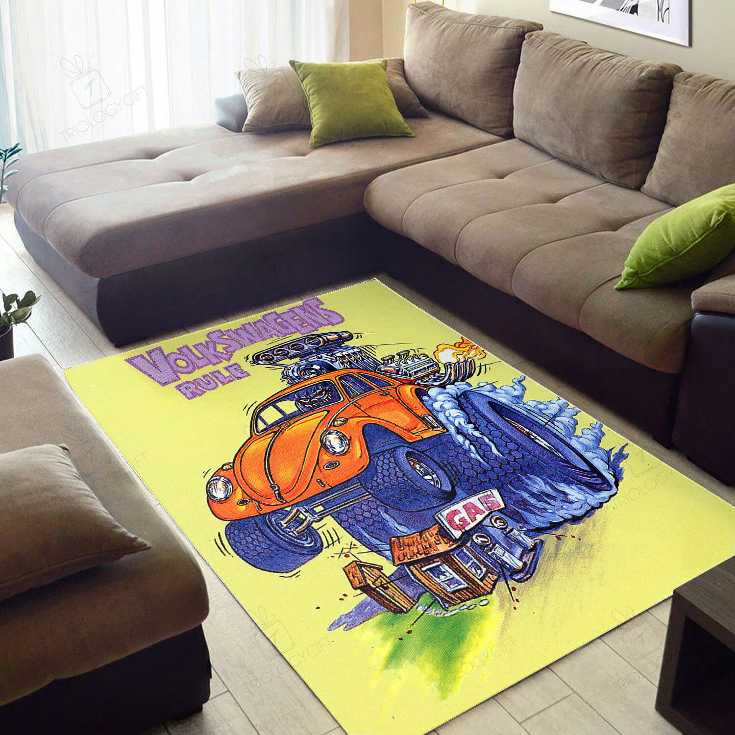 Rat Fink Volkswagens Rule Rug Hot Rod Rug for Garage