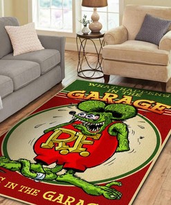 Rat Fink What Happens In Garage Stays In The Garage Rug Hot Rod Rug for Garage