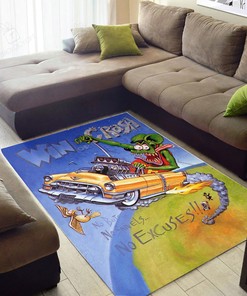 Rat Fink Win Or Crash Rug Hot Rod Rug for Garage