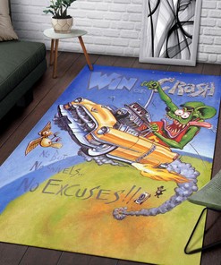 Rat Fink Win Or Crash Rug Hot Rod Rug for Garage