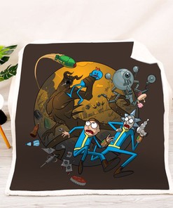 Rick and Morty Sherpa Fleece Blanket - Ideal for Men and Boys