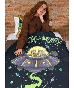 Rick and Morty Spaceship Fleece Blanket - Perfect for Home Decor and Picnics