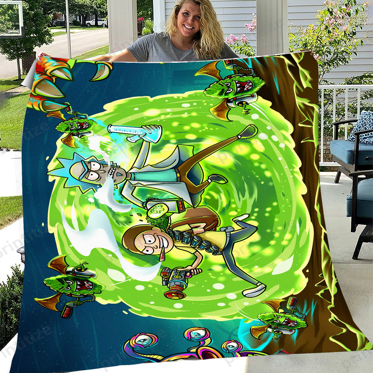 Rick and Morty in Another Dimension Blanket - Ideal for Home Decoration and Picnics