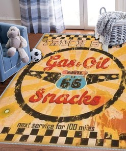 Route 66 Truck Stop Gas Oil Rug for Vintage Home Decor