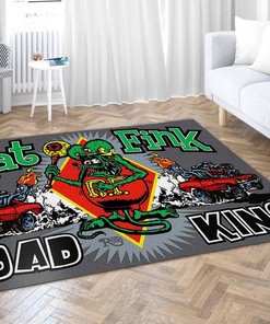 Rule the Road with the Rat Fink Road King Area Rug - Perfect for Motorcycle Lovers