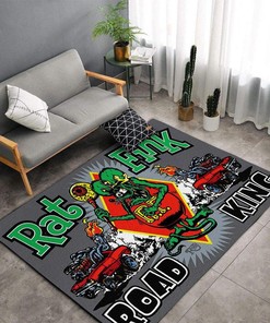 Rule the Road with the Rat Fink Road King Area Rug - Perfect for Motorcycle Lovers