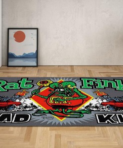 Rule the Road with the Rat Fink Road King Area Rug - Perfect for Motorcycle Lovers