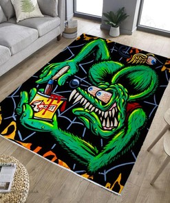 Scary Rat Fink Rug for Living Rom Bedroom Hot Rod Rug for Garage