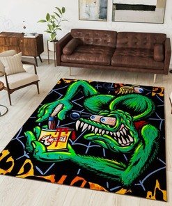 Scary Rat Fink Rug for Living Rom Bedroom Hot Rod Rug for Garage