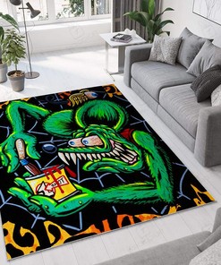 Scary Rat Fink Rug for Living Rom Bedroom Hot Rod Rug for Garage