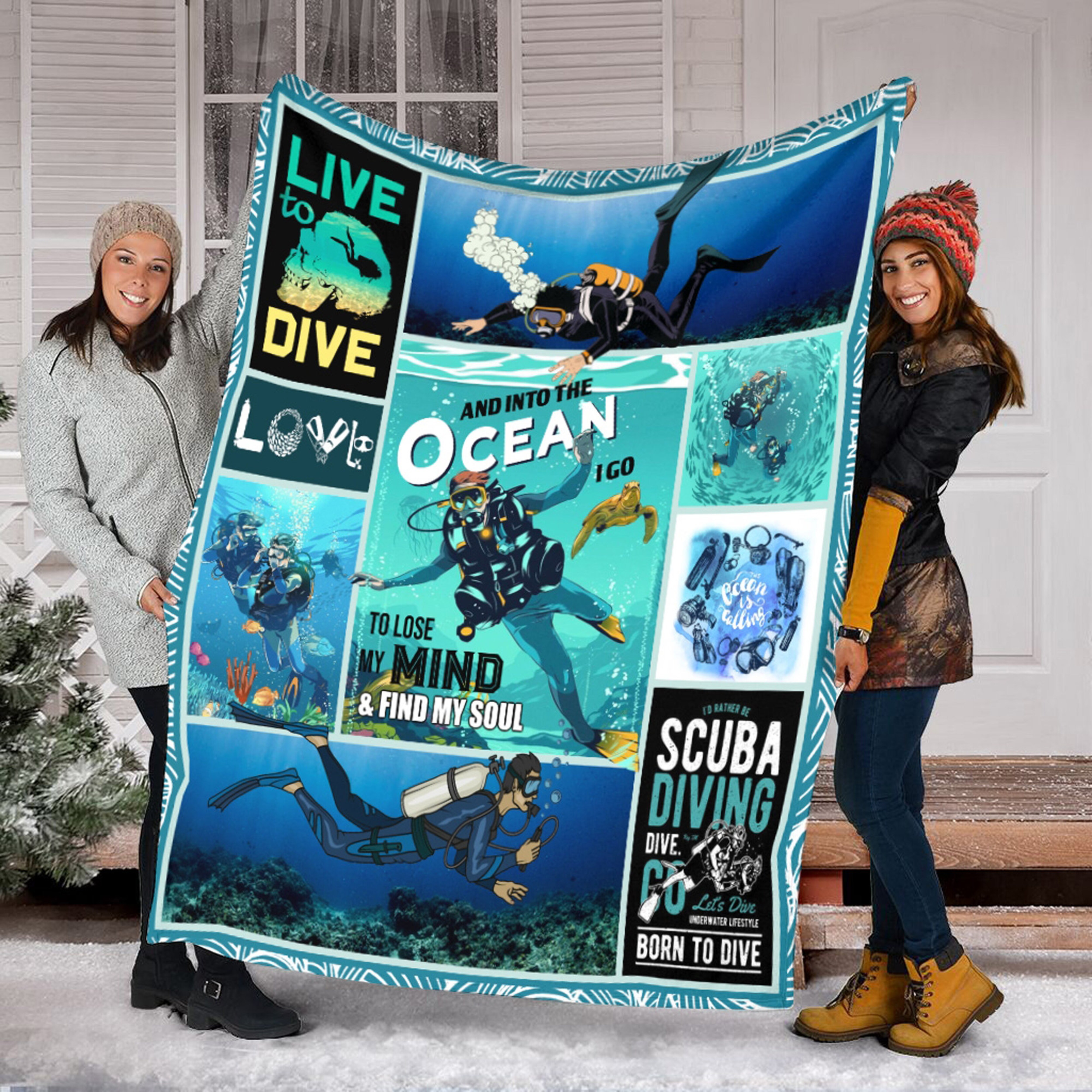 Scuba Diving Adventure Quilt Blanket - Great Gift for Diving Enthusiasts