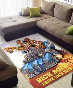 Sick Boys Drive Sick Toys - Rat Fink Rug for the Ultimate Garage Decor