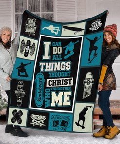 Skateboarding Lover Quilt Blanket, Perfect Anniversary Gift