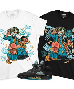 Slap Harley Quinm Unisex Sneaker Shirt Match 2023 Retro Aqua 5s Tee, Jordan 5 Aqua T-Shirt, Hoodie, Sweatshirt