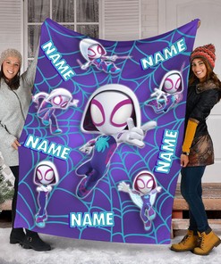 Spider Gwen Custom Name Quilt Blanket - Super Hero Blanket - Great Gift for Spider Gwen Fans