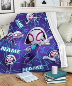 Spider Gwen Custom Name Quilt Blanket - Super Hero Blanket - Great Gift for Spider Gwen Fans