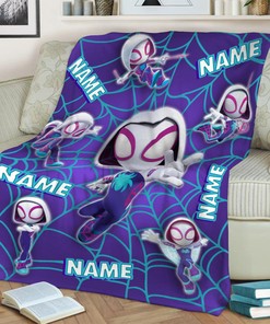 Spider Gwen Custom Name Quilt Blanket - Super Hero Blanket - Great Gift for Spider Gwen Fans