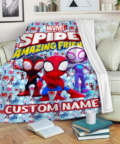 Spidey And His Amazing Friends Quilt Blanket, Kids Birthday Gift, Custom Blanket Gift, Spiderman Fleece Blanket