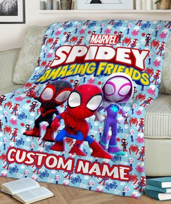 Spidey And His Amazing Friends Quilt Blanket, Kids Birthday Gift, Custom Blanket Gift, Spiderman Fleece Blanket