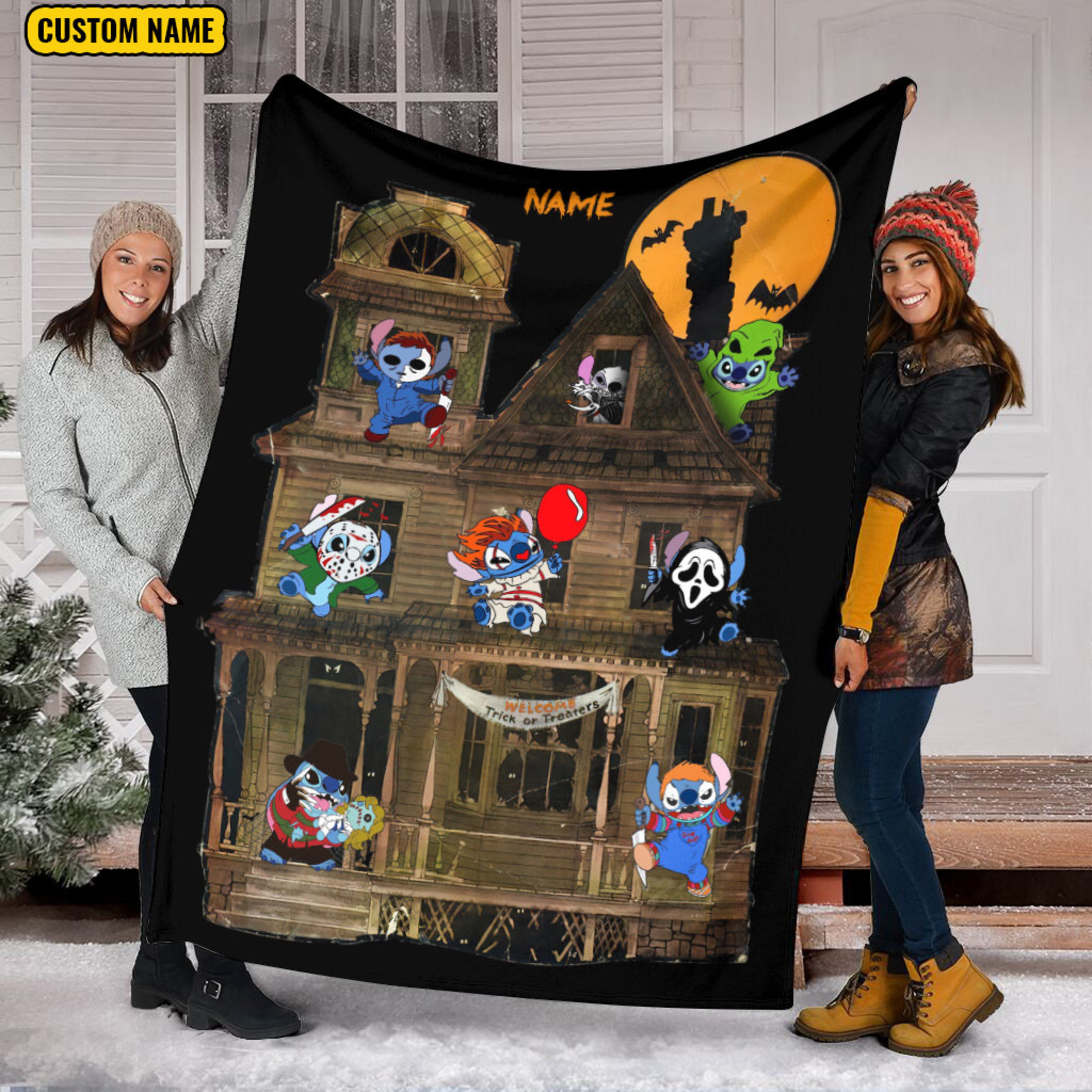 Stitch Cosplay Horror Characters Blanket - Halloween Movies Trick Or Treat - Custom Name
