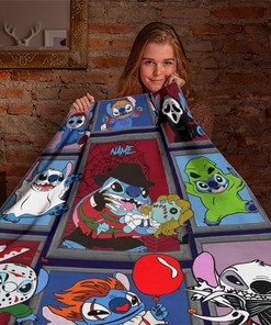 Stitch Cosplay Horror Characters Blanket - Watching Blanket - Horror Stitch Halloween Custom Name