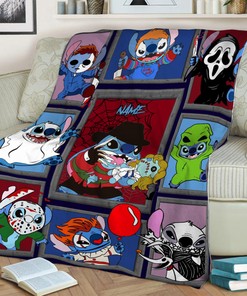 Stitch Cosplay Horror Characters Blanket - Watching Blanket - Horror Stitch Halloween Custom Name
