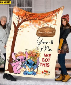 Stitch Fall Season Blanket - Custom Name Halloween - Home Decor Christmas Gift