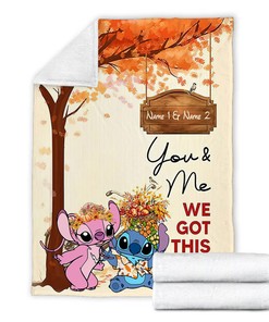 Stitch Fall Season Blanket - Custom Name Halloween - Home Decor Christmas Gift