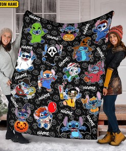 Stitch Horror Characters Blanket - Stitch Cosplay Horror Throw - Scary Movie Halloween