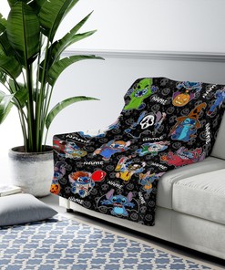 Stitch Horror Characters Blanket - Stitch Cosplay Horror Throw - Scary Movie Halloween