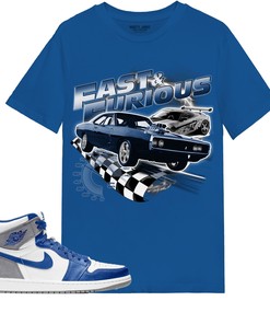 Street Racing Shirt Match Jordan 1 High OG True Blue Shirt In Color Royal