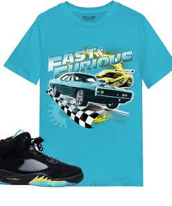 Street Racing Shirt Match Jordan 5 Aqua Shirt In Color Turquoise
