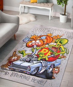 Suck My Exhaust with this Rat Fink Rug - Perfect for Auto Enthusiasts